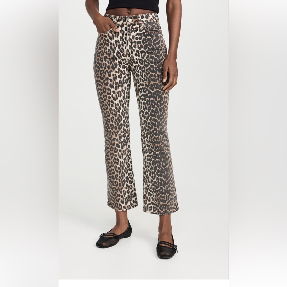GANNI - Betzy Leopard Crop Jeans Leopard Size 28 - Picture 6 of 6